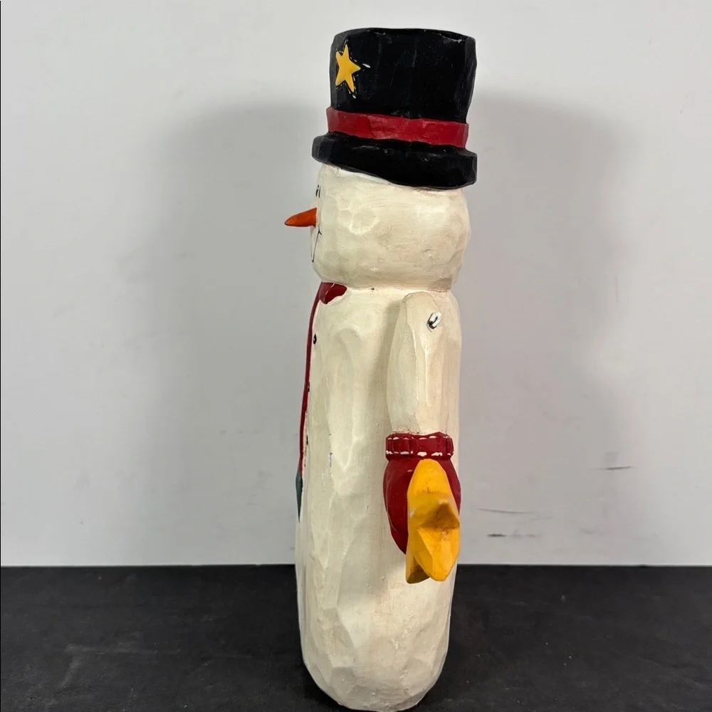 Carved Style Snowman Folk Art Christmas Figure 8.5 in